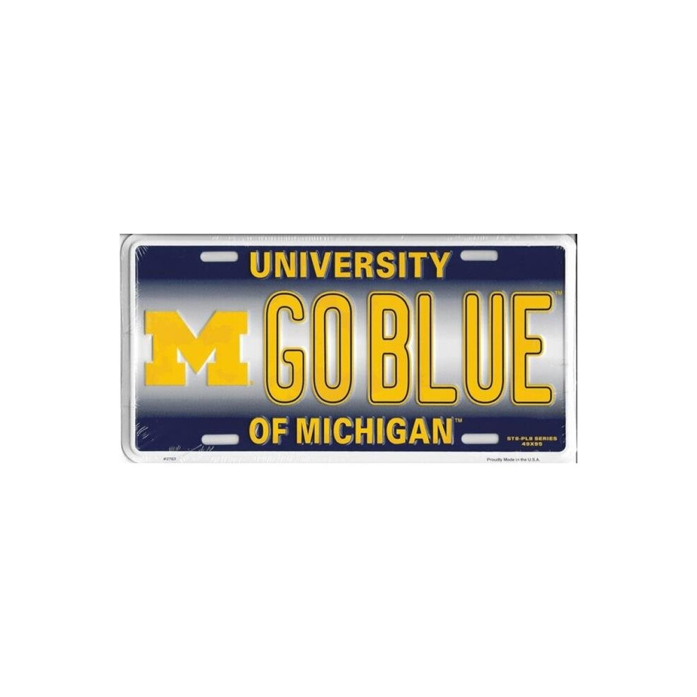 212 Main 2763 6 X 12 In. University Of Michigan Goblue Metal License Plate 783935029192