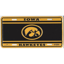 212 Main 692-1 6 x 12 in. Iowa Hawkeyes Logo Black & Yellow License Plate