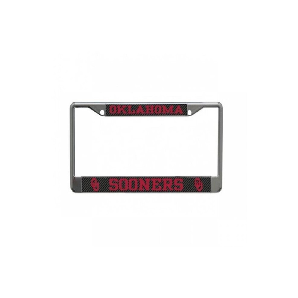 212 Main Wcs69662 6 X 12 In. Oklahoma Sooners Carbon Fiber Design Chrome License Plate Frame 614934696620