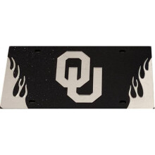 212 Main WCS90344 6 x 12 in. Oklahoma Sooners Black Glitter with Flames Laser License Plate
