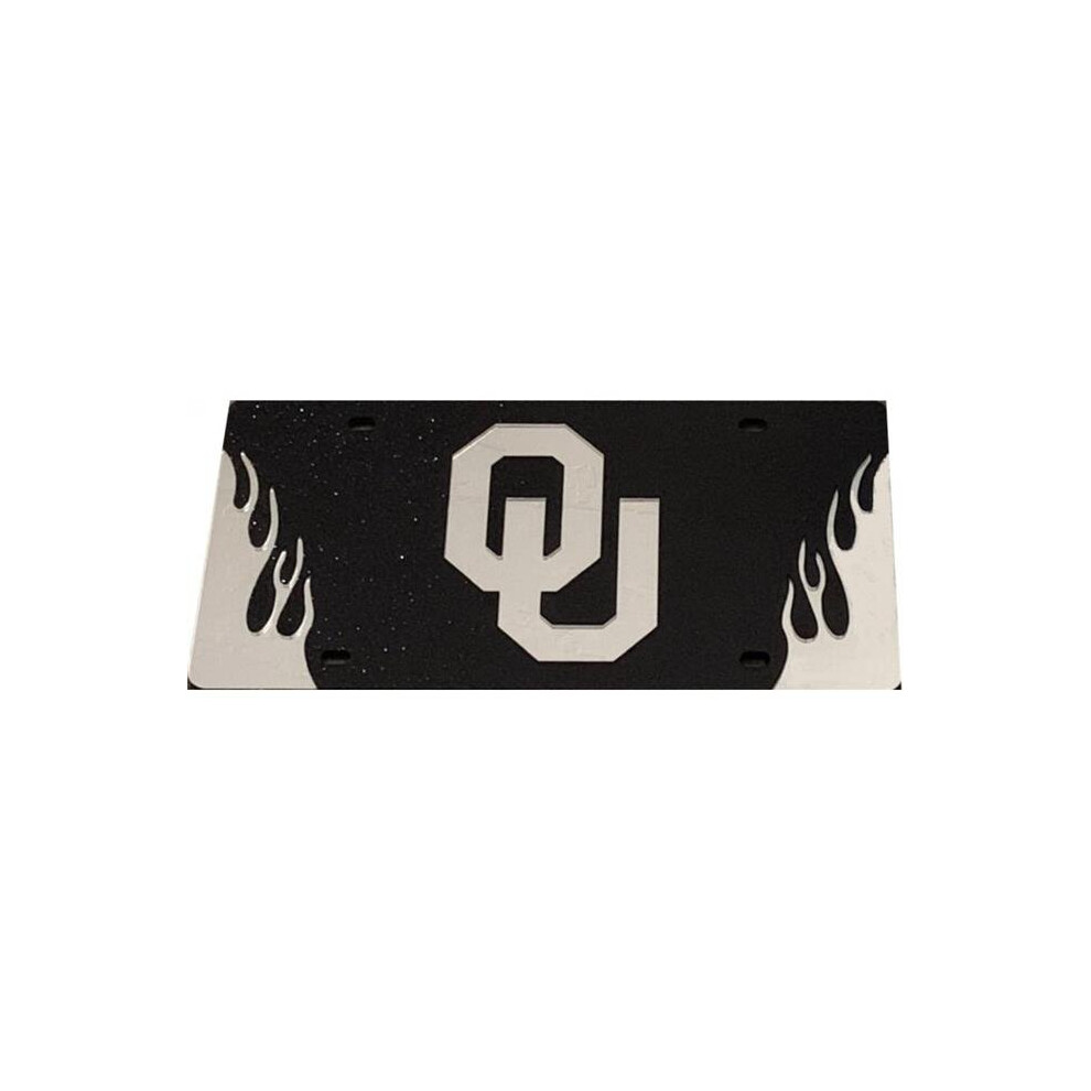 212 Main Wcs90344 6 X 12 In. Oklahoma Sooners Glitter With Flames Laser License Plate Black 614934903445