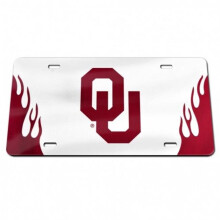 212 Main S56693 6 x 12 in. Oklahoma Sooners White with Flames Laser License Plate