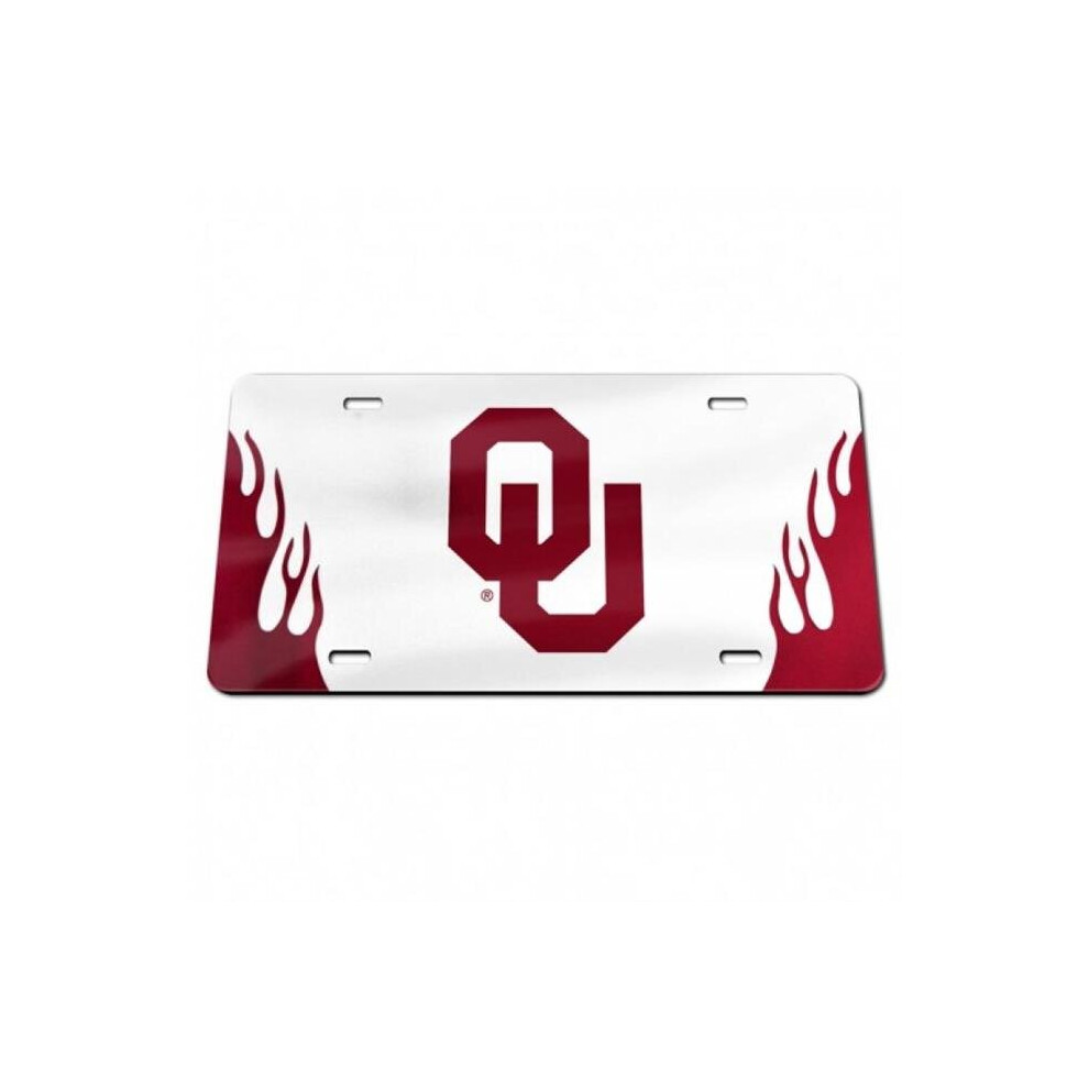 212 Main S56693 6 X 12 In. Oklahoma Sooners With Flames Laser License Plate White 614934903421