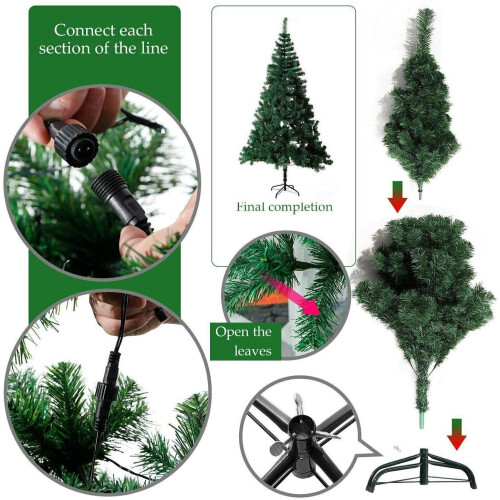 8ft/240cm Pre Lit Artificial Christmas Tree Alaskan Pine Green 1100 Tips, 320 Multicolour LEDs 2