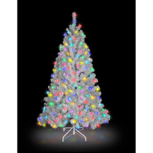 7ft/210cm Pre Lit Artificial Christmas Tree Alaskan Pine Multicolour 800 Tips, 200 Multicolour LEDs