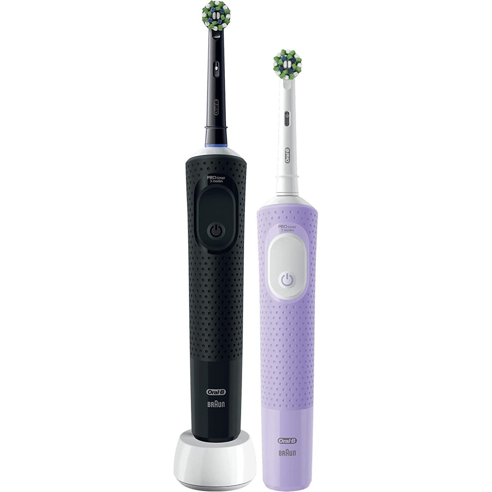Oral-B Vitality PRO Electric Toothbrush Gift Edition - Black/Lilac, 3 Modes (Daily Clean, Sensitive, Sensitive Plus), 2 Handles - D12PRODUO-image-OPC-PB65KKG-NEW