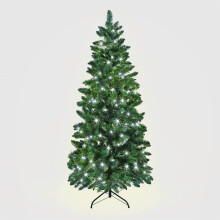 5FT/1.5M Pre Lit Slim Pine Green Tree Christmas,280 Pencil Point Tips,150 Warm White LEDs