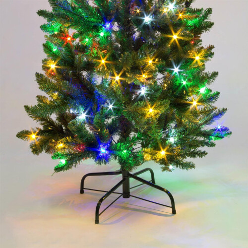 8FT/2.4M Pre Lit Slim Pine Green Tree Christmas,910 Pencil Point Tips,350 Multicolour LEDs 2