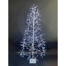 6ft Pre-Lit White Birch Twig Christmas Tree - 294 Cool White LEDs, Metal Frame, Flat Base, IP44 24V Transformer, Indoor Use