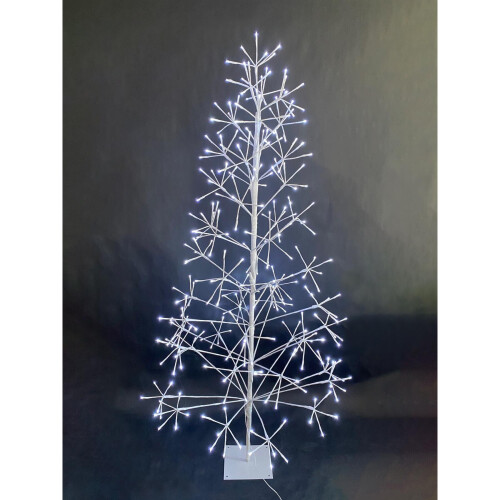6Ft Pre Lit White Twig Christmas Tree 294 Cool White LED Lights Metal