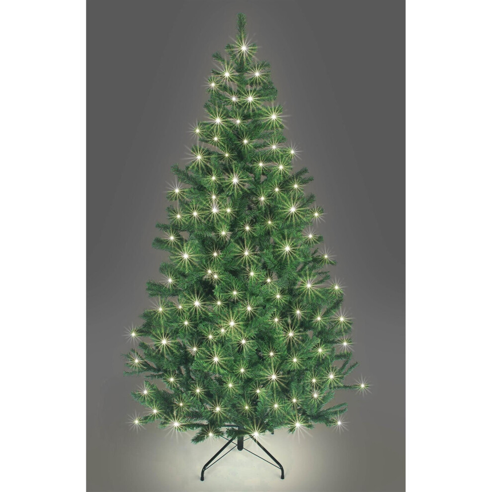 7ft/210cm Pre Lit Artificial Christmas Tree Alaskan Pine Green 800 Tips, 200 Warm White LEDs