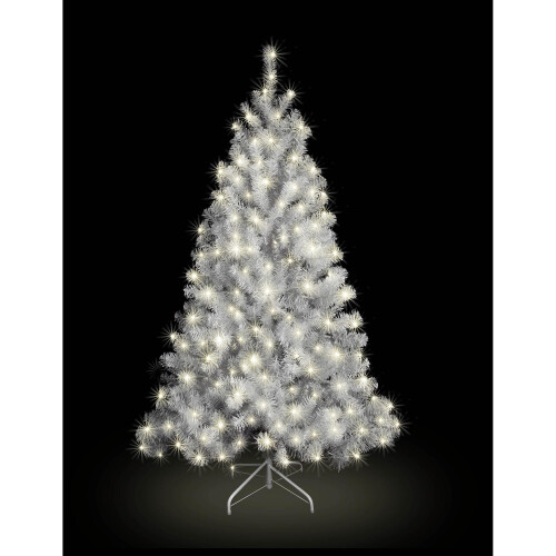 4ft/120cm Pre Lit Artificial Christmas Tree Alaskan Pine White 230 Tips, 110 Warm White LEDs