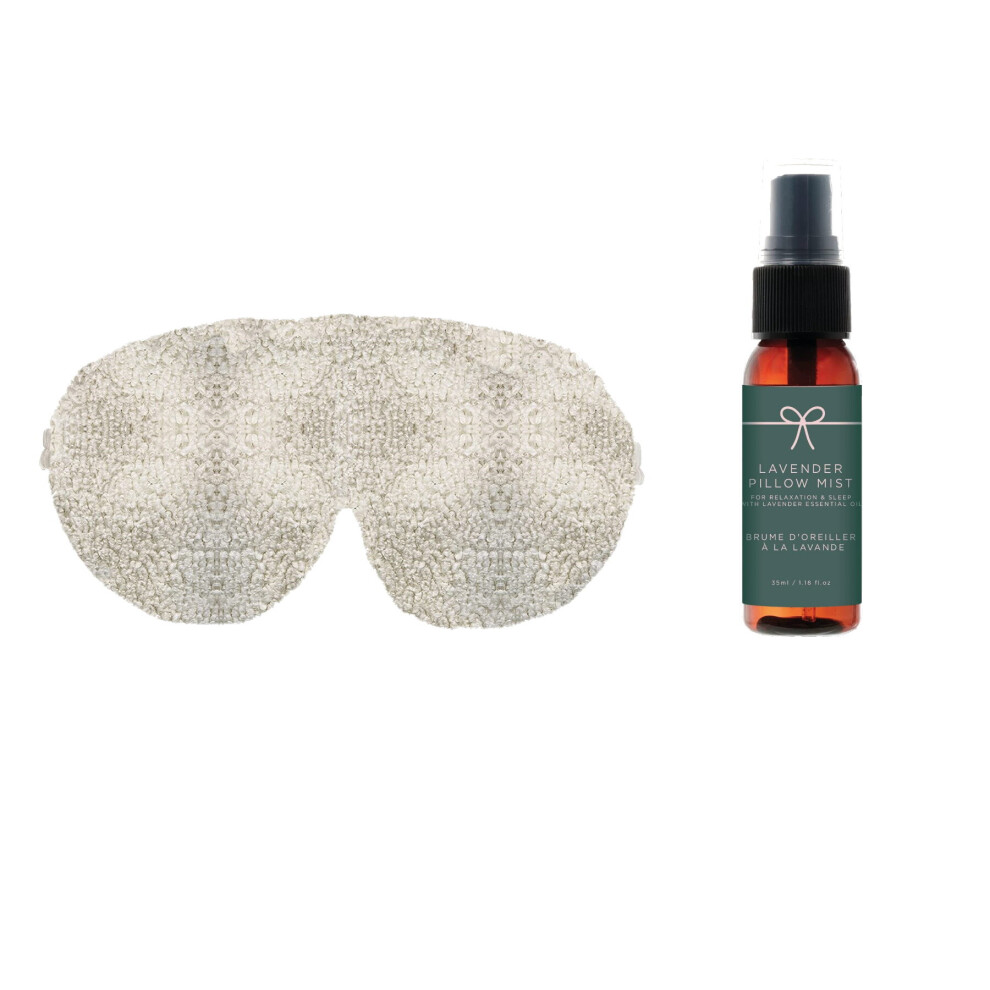 Aroma Home Luxury Cream Teddy Satin Backed Eye Mask & Sleep Pillow Mist Gift Set