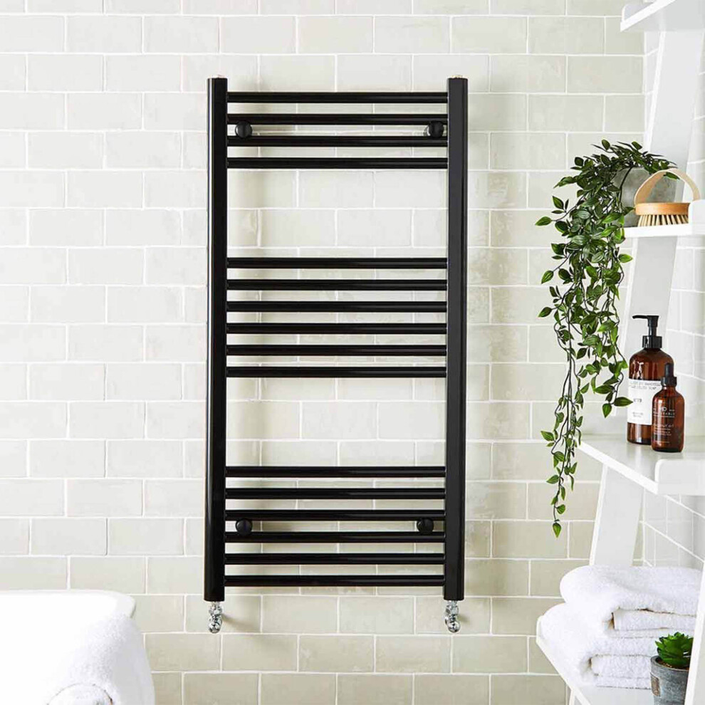 500X800mm Matt Black Heated Towel Warmer Ladder Rail Radiator 5060966971818