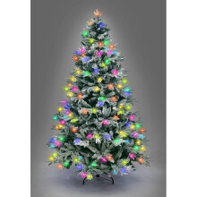 8Ft/2.4M Pre Lit Lapland Fir Artificial Green Christmas Tree Snow Flocked Mixed Tips Hinged Bushy,400 Multicolour LEDs