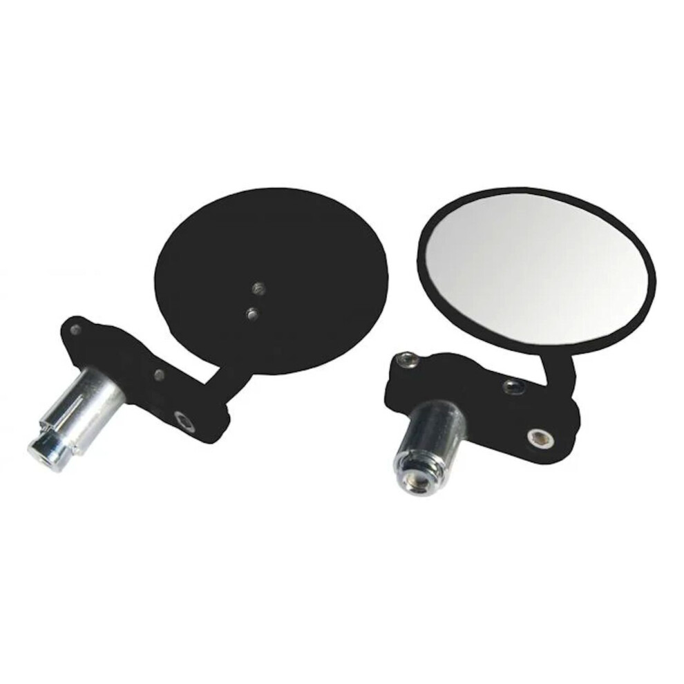 Bike It Motorcycle Bar End Mirrors Pair Custom Cafe Racer Style Rear View Mirror Black