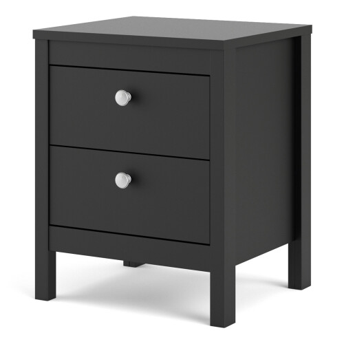 (Black) Madrid Bedside Table 2 drawers 2
