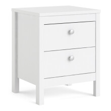 (White) Madrid Bedside Table 2 drawers