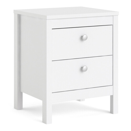(White) Madrid Bedside Table 2 drawers