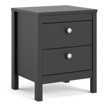 (Black) Madrid Bedside Table 2 drawers