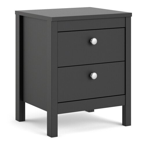 (Black) Madrid Bedside Table 2 drawers