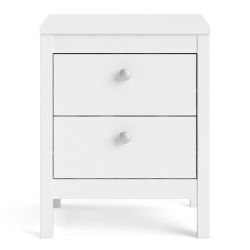 (White) Madrid Bedside Table 2 drawers 1