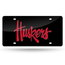 212 Main LZC410105 6 x 12 in. Nebraska Cornhuskers Black Laser License Plate