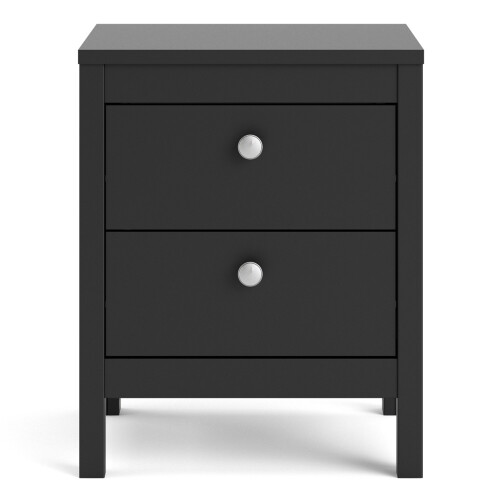 (Black) Madrid Bedside Table 2 drawers 1