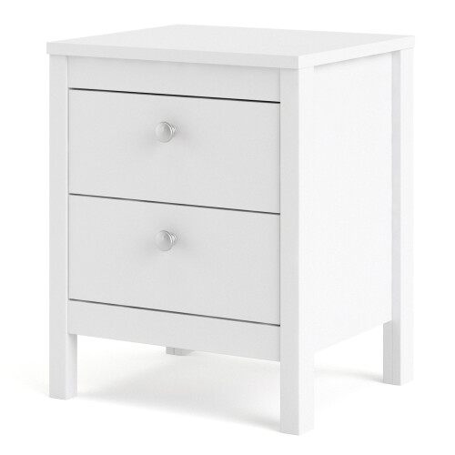 (White) Madrid Bedside Table 2 drawers 2