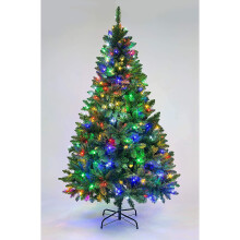 4ft/1.2m Pre Lit Green Bushy Imperial Artificial Christmas Tree Hinged 308 Pencil Tips,144 Multicolour LEDs