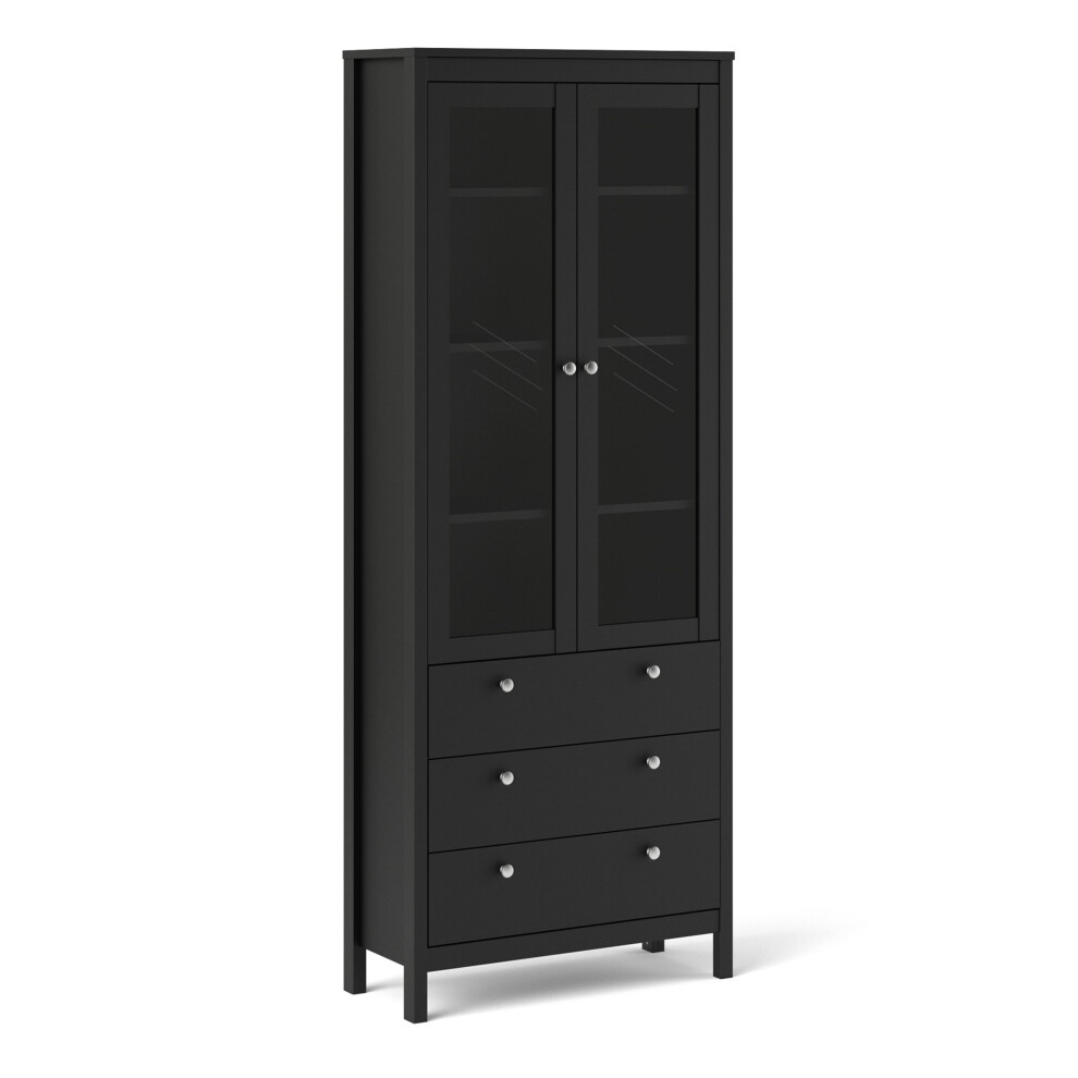 (Black) Madrid China cabinet 2 doors w/glass + 3 drawers