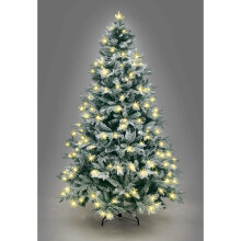 6Ft/1.8M Pre Lit Lapland Fir Artificial Green Christmas Tree Snow Flocked Mixed Tips Hinged Bushy,260 Warm White LEDs