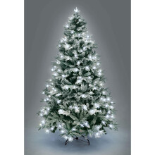 10Ft/3M Pre Lit Lapland Fir Artificial Green Christmas Tree Snow Flocked Mixed Tips Hinged Bushy,540 White LEDs