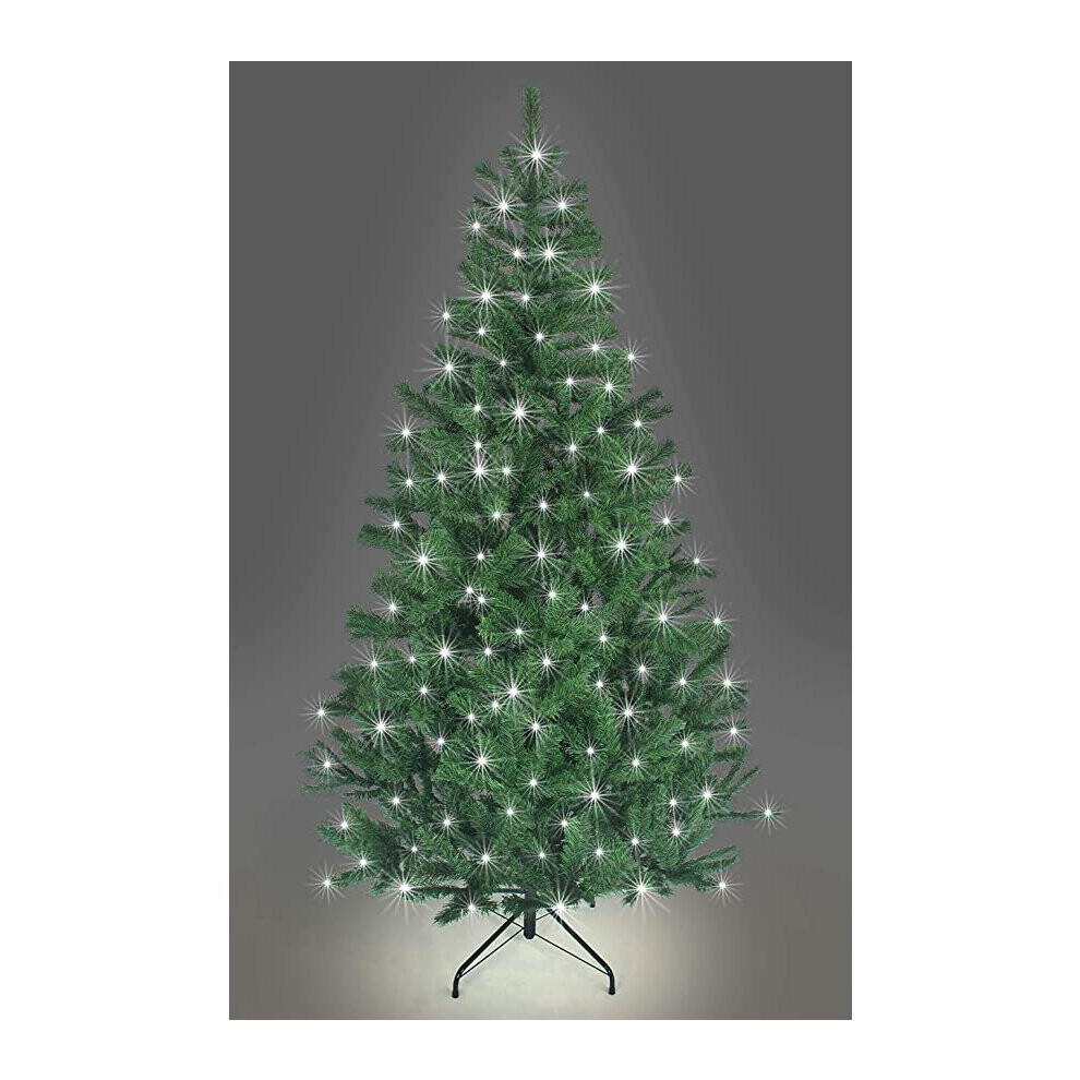 Shatchi 7Ft/210Cm Pre Lit Artificial Christmas Tree Alaskan Pine Green 800 Tips, 200 White Leds White,Green