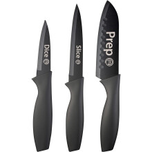 (Essential Collection, Single) MasterChef Knife Set of 3 Kitchen Knives (Chef, Paring & Utility) Professional, Extra Sharp, Stainless Steel Blades With Non Stick Coati