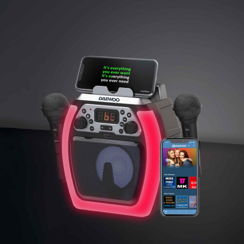 Daewoo Bluetooth Karaoke Machine Compact Portable Inc 2 Microphones USB