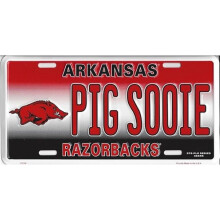 212 Main 2748 6 x 12 in. Arkansas Razorbacks Pig Sooie Metal License Plate