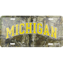 212 Main MC50108 6 x 12 in. Michigan Wolverines Woodland Embossed Metal License Plate