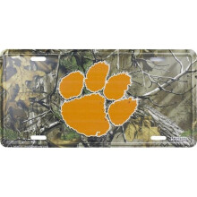 212 Main MC50131 6 x 12 in. Clemson Tigers Woodland Embossed Metal License Plate