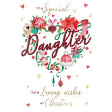 Special Daughter Festive Embellished Magnifique Christmas Card Large Xmas Cards