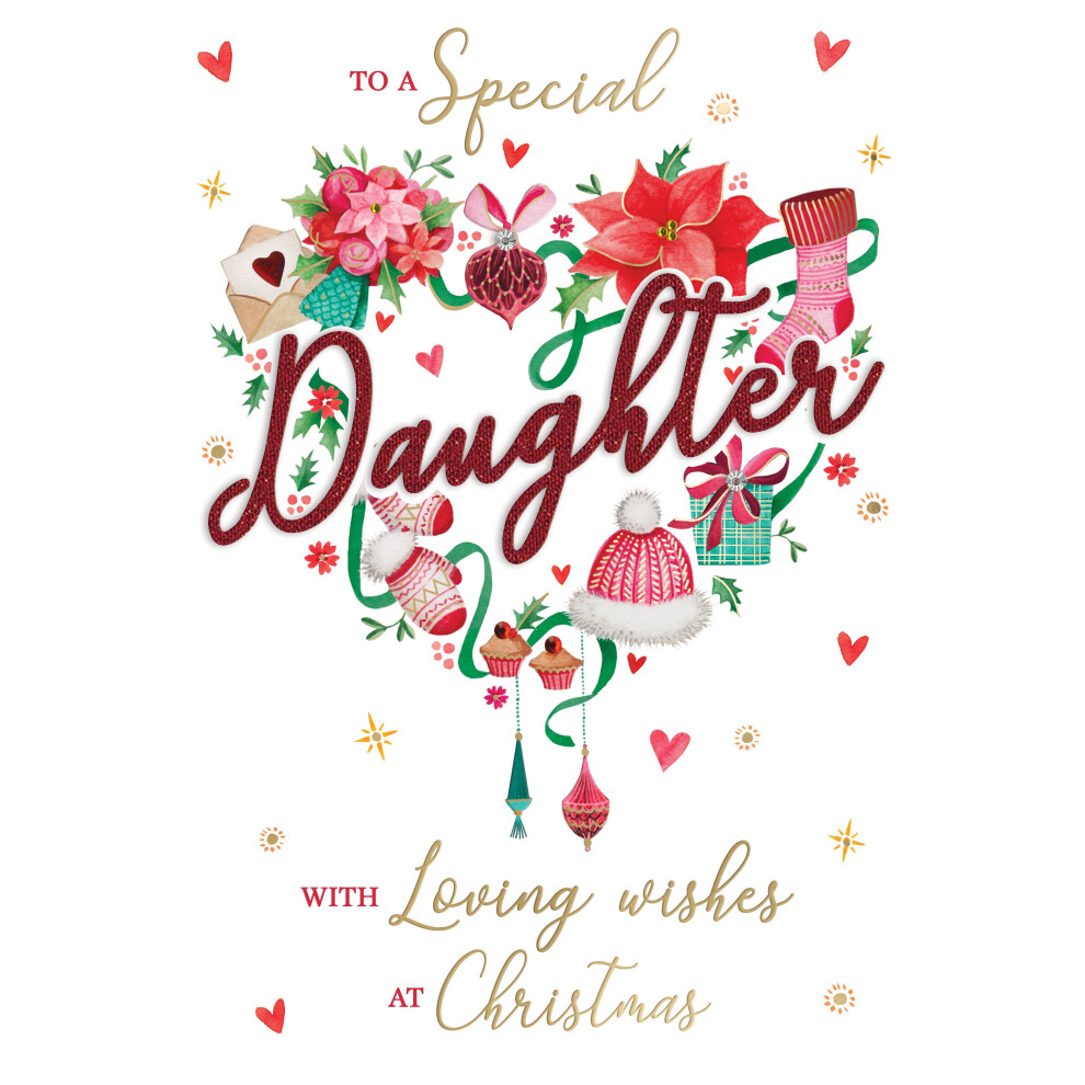 Second Nature Special Daughter Festive Embellished Magnifique Christmas Card Large Xmas Cards