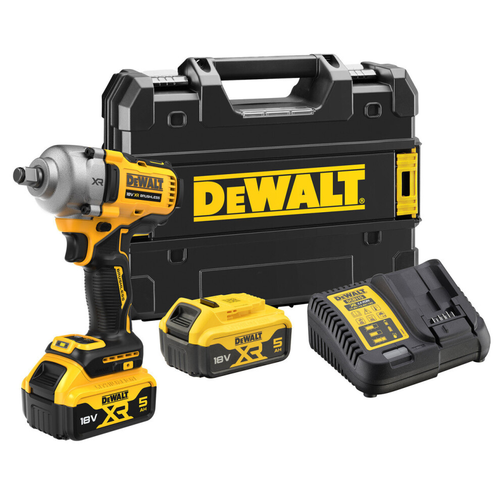 DEWALT DCF891P2T XR BL 1/2in Hog Ring Anvil Impact Wrench 18V 2 x 5.0Ah Li-ion