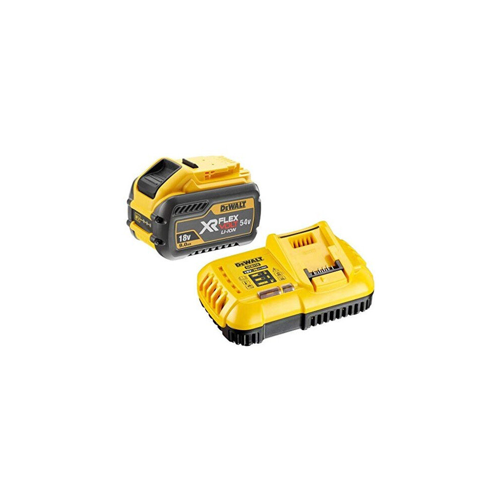 DEWALT DCB547 18v / 54v XR FLEXVOLT 9.0ah Battery + DCB118 Fast Charger, Yellow