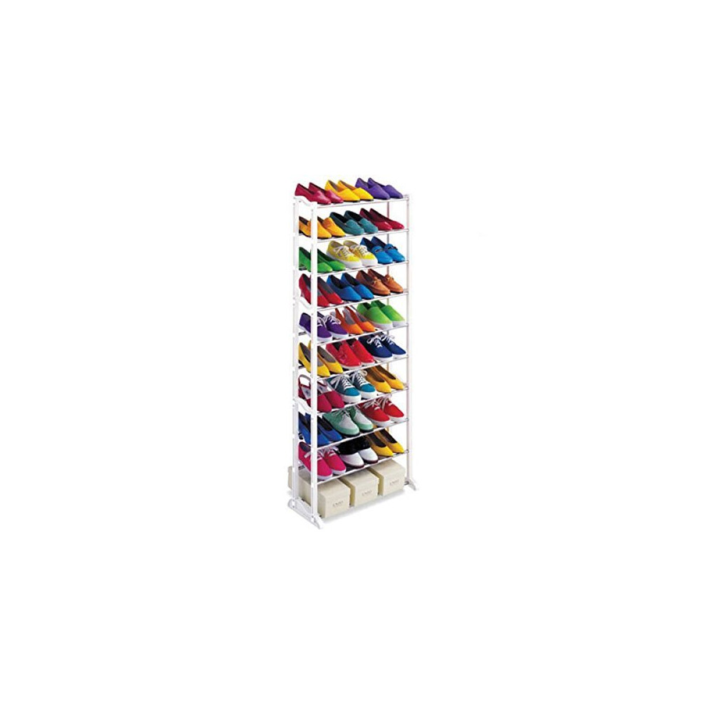 30 Pairs 10 Tier Folding Stackable Shoe Rack Stand Organiser Storage