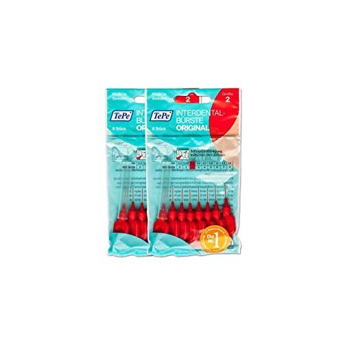 TePe Interdental Brushes red 0,5 mm 2x 8er Pack