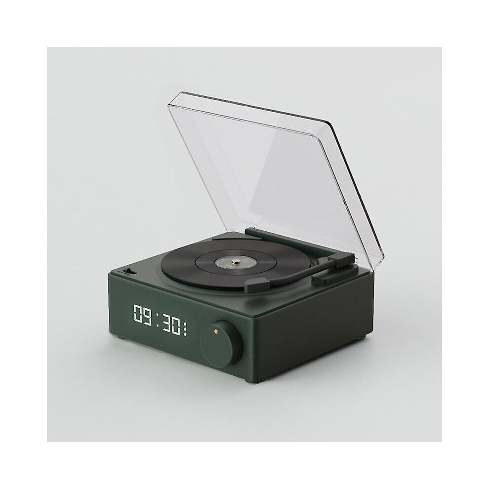 (Green) Bluetooth Speaker Creative Alarm Clock Retro Wireless Record Player Speaker Green 768679653926
