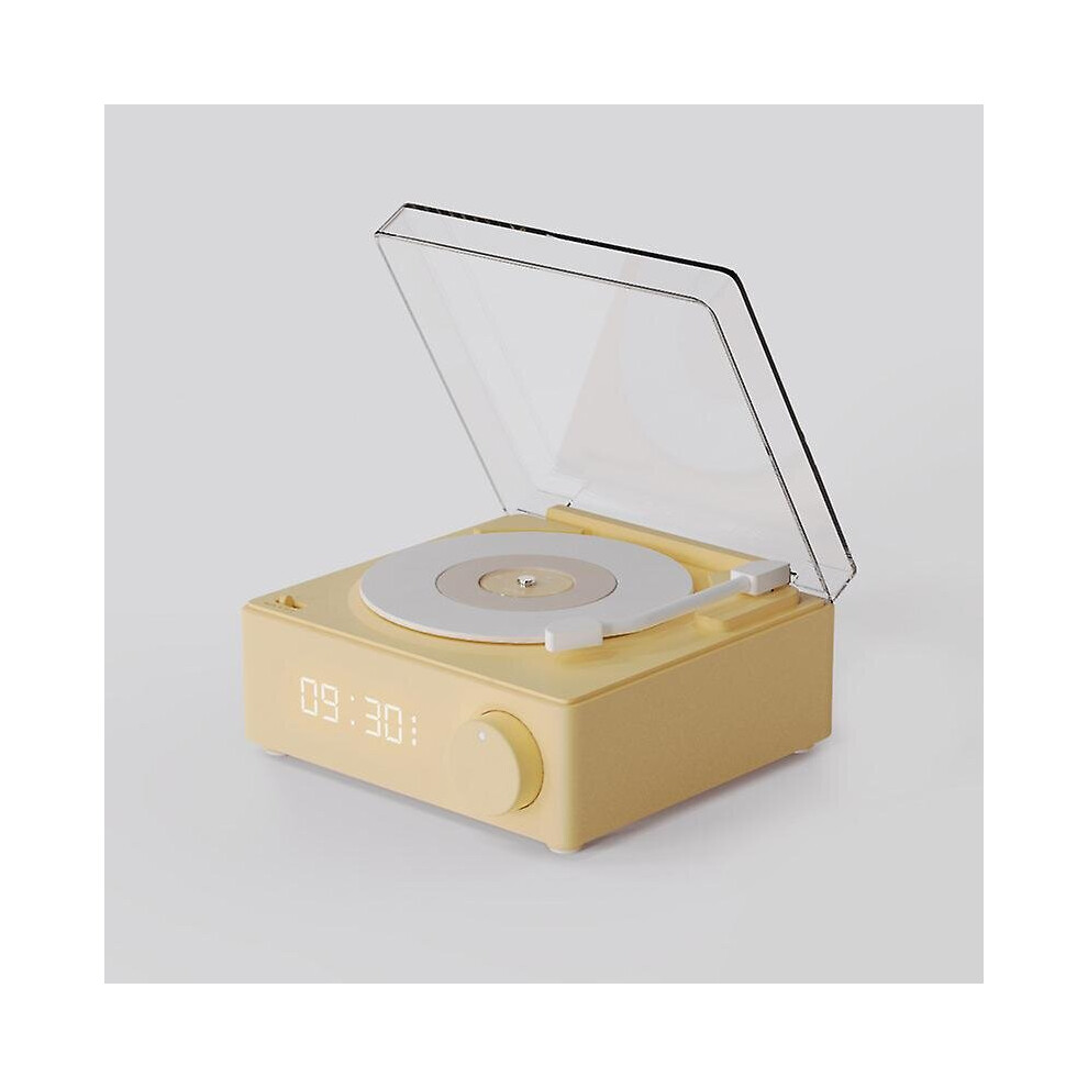 (Yellow) Bluetooth Speaker Creative Alarm Clock Retro Wireless Record Player Speaker Yellow 768679653957