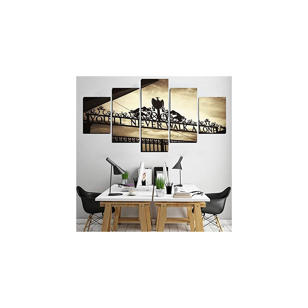 EgBert 5Pcs Frameless Liverpools You'Ll Never Walk Alone Canvas Pictures Paintings Wall Art Decorations