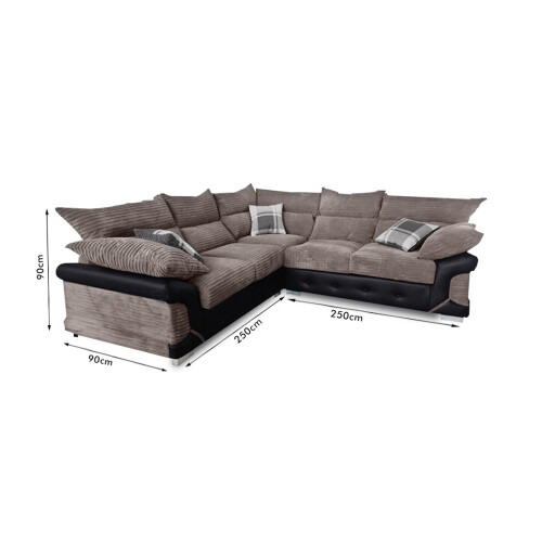 (beige/brown) Maryland Fabric/Faux Leather Corner Sofa 2
