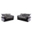 (Grey/Black ) Maryland Fabric/Faux Leather 3+2 Set Living Sofa 2